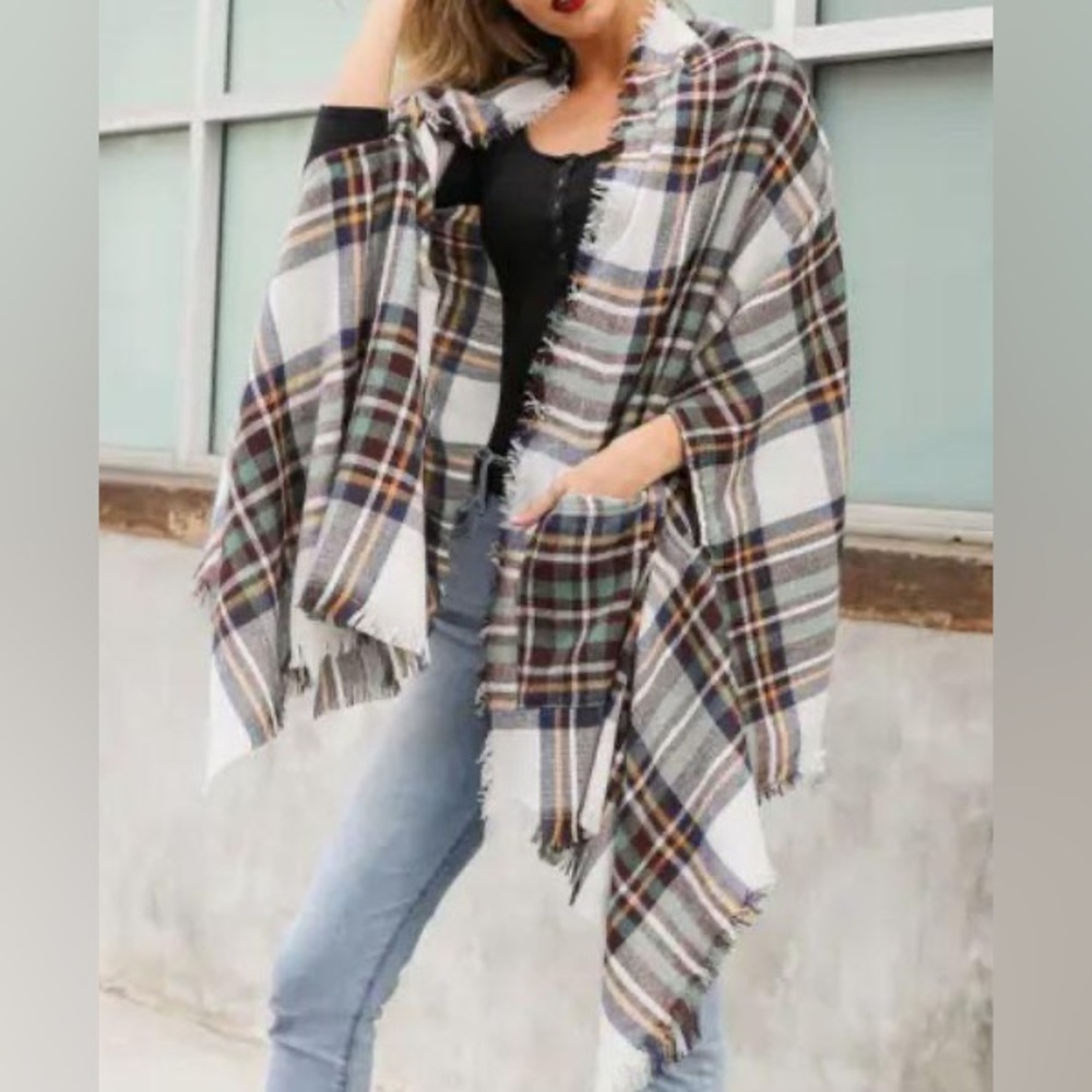Classic Plaid Pocket Ruana Wrap
